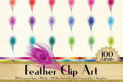 100 Antique Peacock Feather Clip Arts, Antique, Romantic