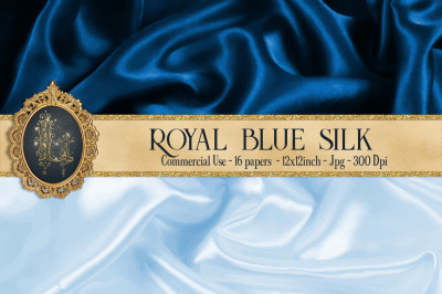 16 Royal Blue Luxury Silk Satin Cloth Texture Digital Papers