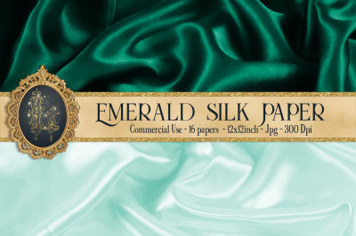 16 Emerald Luxury Silk Satin Cloth Texture Digital Papers