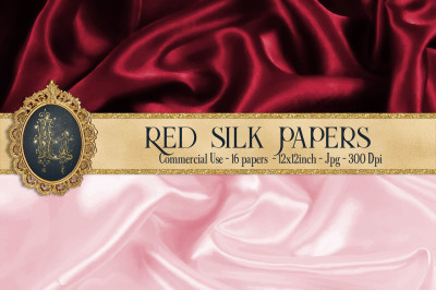 16 Red Luxury Silk Satin Cloth Texture Digital Papers