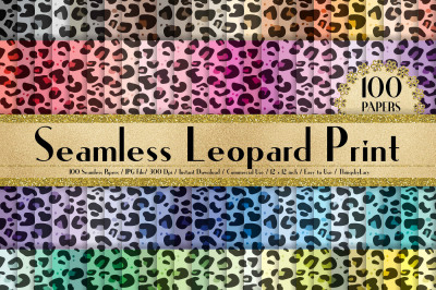 100 Seamless Leopard Print Digital Papers, Animal Skin Paper