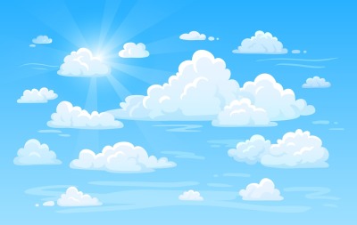 Blue clean air sky with clouds panorama. Cloud background vector illus