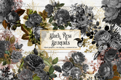 Black Rose Bouquets Clipart