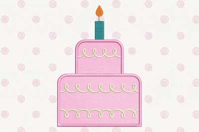 Birthday Cake with Candle | Applique Embroidery