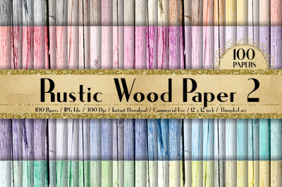 100 Rustic Wood Texture Digital Papers, Distressed Wood