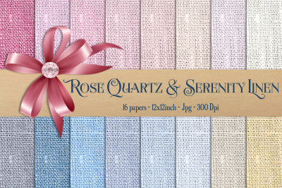16 Rose Quartz And Serenity Linen Burlap Digital Papers