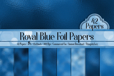42 Royal Blue Metallic Foil Texture Digital Papers