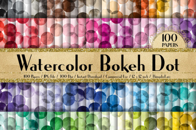 100 Seamless Watercolor Big Bokeh Pattern Digital Papers
