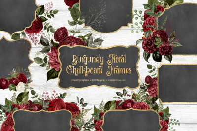 Burgundy Floral Chalkboard Frames