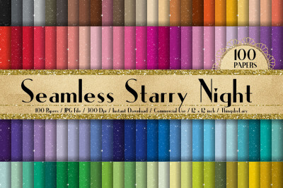 100 Seamless Starry Night Texture Digital Papers