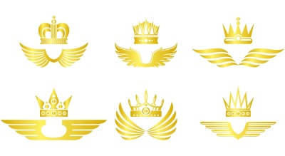 Golden crown with wings vector