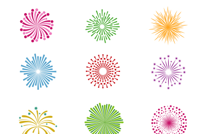 Color holiday party festival firework vector icons