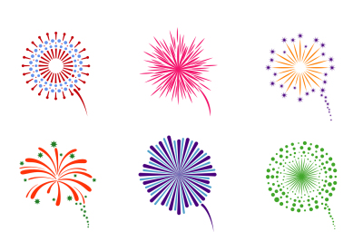 Fireworks display vector set