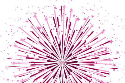 Vector background with anniversary bursting fireworks on white