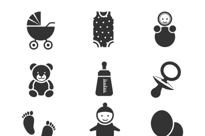 Baby kids vector icons set