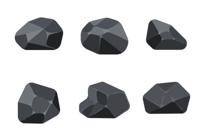 Polygonal stones rock graphite coal elements for computer and app game