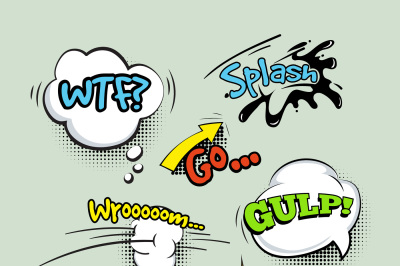 Comic sound effects cartoon vector set