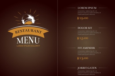 Cafe restaurant menu template identity vector mockup