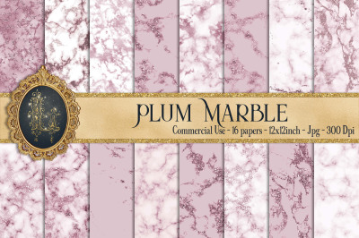 16 Plum Glitter Marble Texture Digital Papers