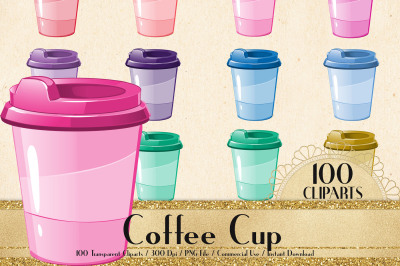 100 Clip Arts Coffee Cup, Coffee Mugs, Latte, Espresso