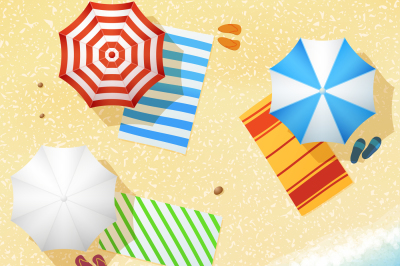 Aerial view of sea sand beach vector illustration