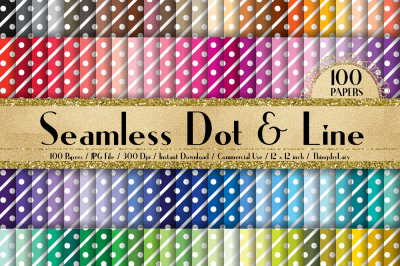 100 Seamless Big Diagonal Dot Line Digital Papers