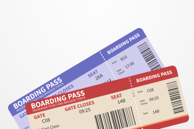 Airline boarding pass tickets vector travel journey concept
