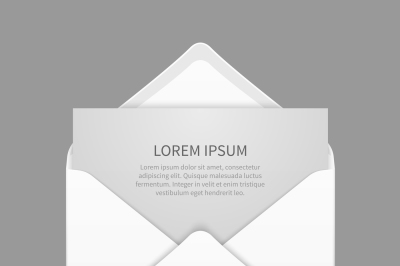 Opened envelope with blank paper latter vector realistic mockup