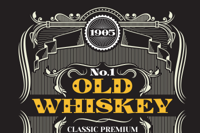 Retro victorian whiskey vector label