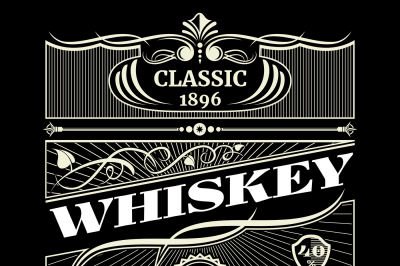 Vintage antique american whiskey vector label