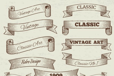 Vector vintage labels and banners collection