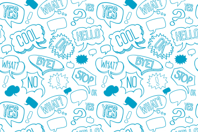 Vector doodle seamless pattern with speech bubbles