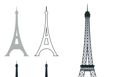 Different eiffel tower vector landmark set