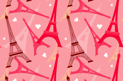 Seamless vector pattern with eiffel tower