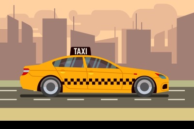 Taxi car flat vector illustration