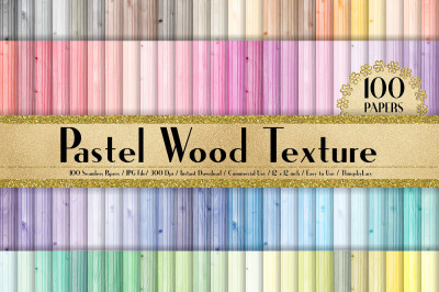 100 Seamless Pastel Wood Texture Digital Papers 12 x 12 inch