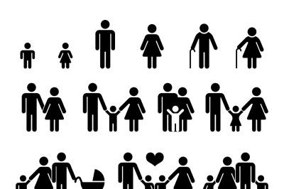 Family and people vector icons