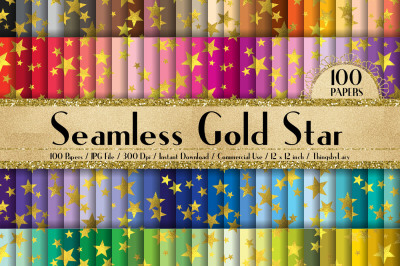 100 Seamless Gold Foil Star Digital Papers 12 x 12 inch