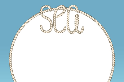 Sea waves and marine ropes frame