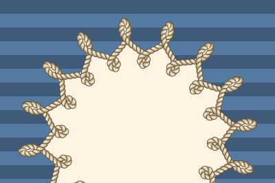 Nautical ropes frame over navy blue background