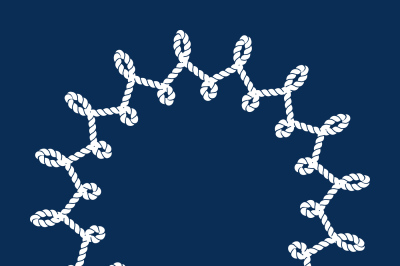 Nautical ropes frame on navy blue background