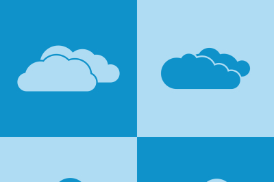 Cloud icons on blue background