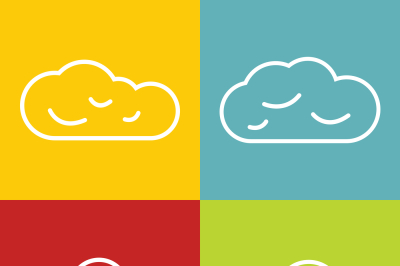 Cloud line icons on color background