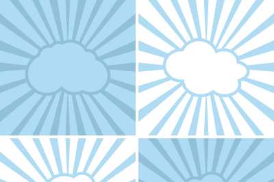 Clouds flat icons on striped background