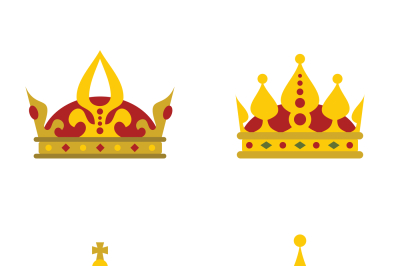 Color crown icons on white background