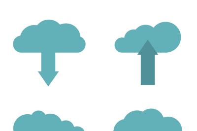 Flat cloud service icons on white background