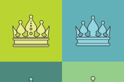 Light crown icons on color background