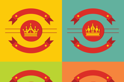 Logo crown icons on color background