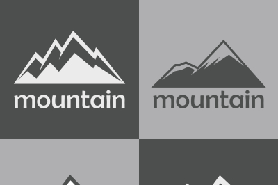Mountain flat icons on gray background