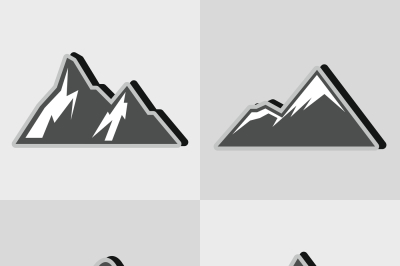 Mountain gray icons with black shadow